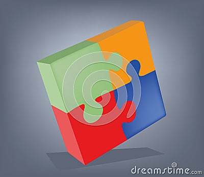 Cube of four puzzles. vector illustration. Vector Illustration